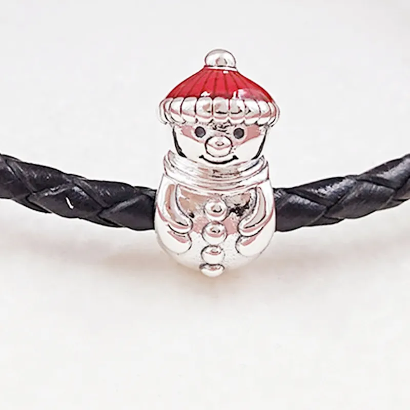 pandora Charms jewelry making 925 sterling silver chain necklace bead bracelets kit bangle christmas Dangle Snowman and Santa Hat necklaces for women men 798478C01