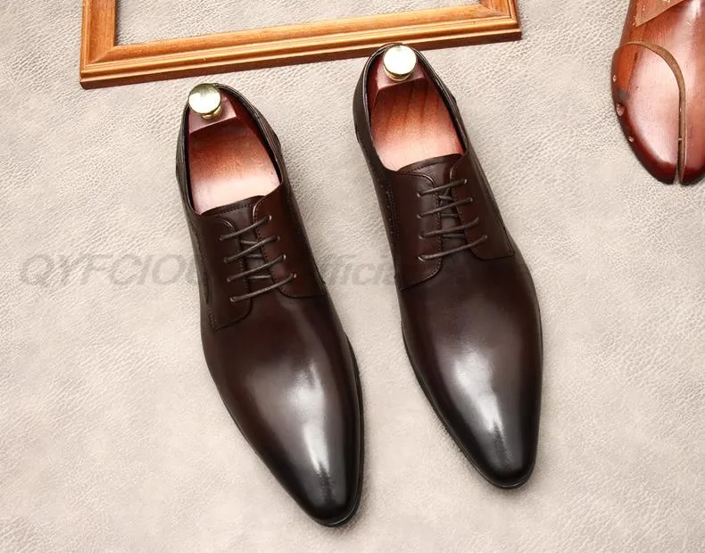 Nouveautés robe hommes chaussure en cuir véritable Designer Oxford chaussure pour hommes formel mariage bureau Brogue chaussures d'affaires noir marron