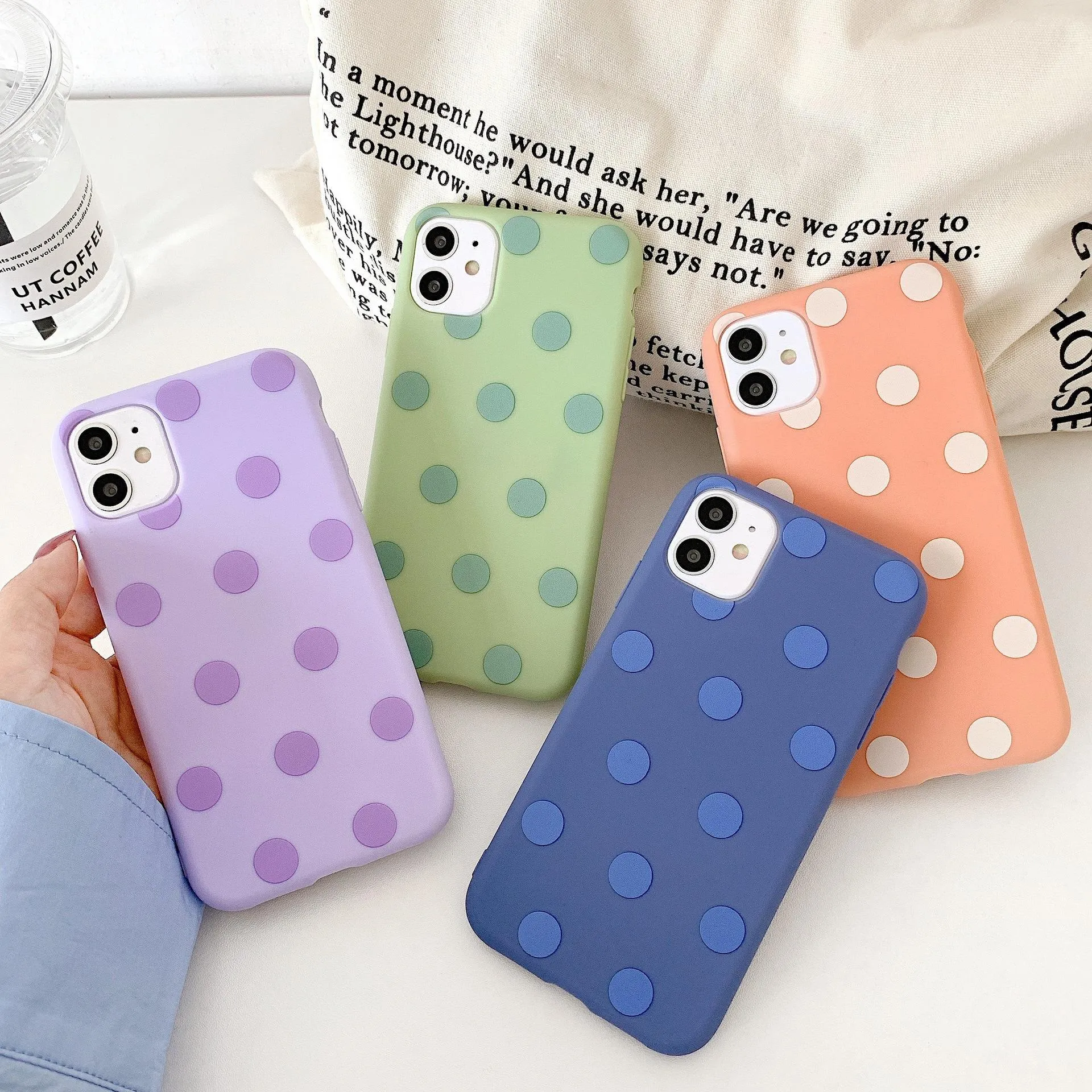 Multicolor Dot Cases voor iPhone 11 Pro X XR XS MAX 6 6S 7 8 PLUS Eenvoudig Soft Silicone Telefoon Cover