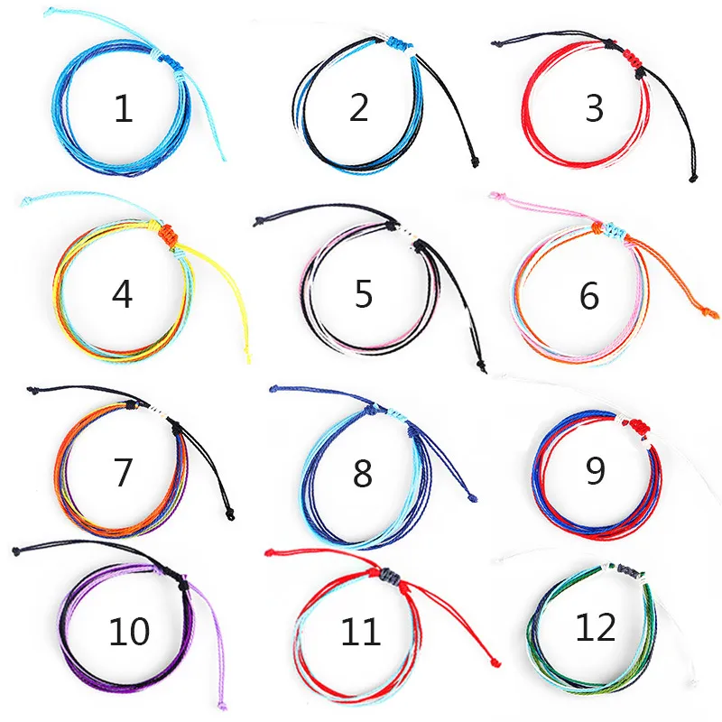 Colorful Handmade Knitted Wax String Link Chain Bracelets For Men