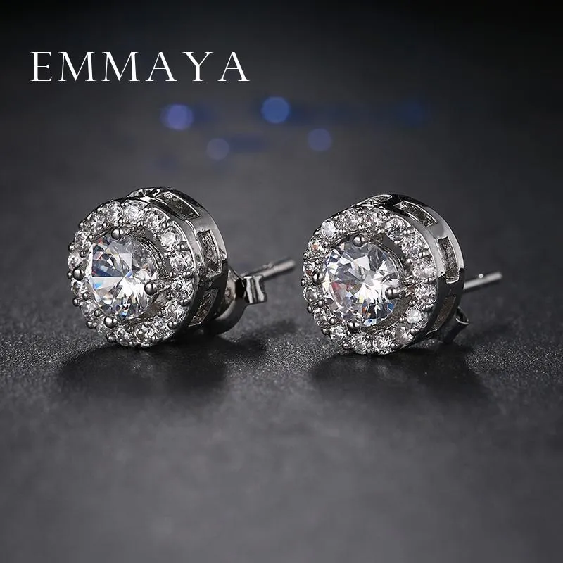 Emmaya Fashion Prong Setting CZ Crystal White / Rose Gold Studs Earrings Jewelry for Women Boucle D'Oreille