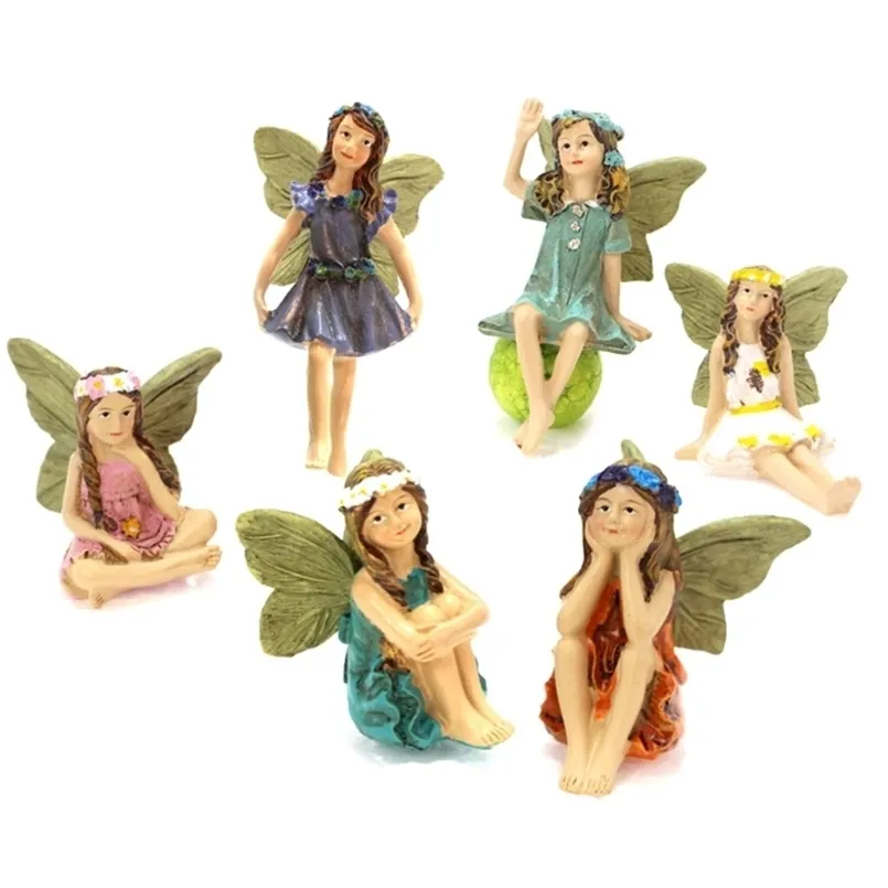 Fairy Garden - 6pcs Miniature Fairies Figurines Accessories for Outdoor or House Decor Supplies Drop 210924