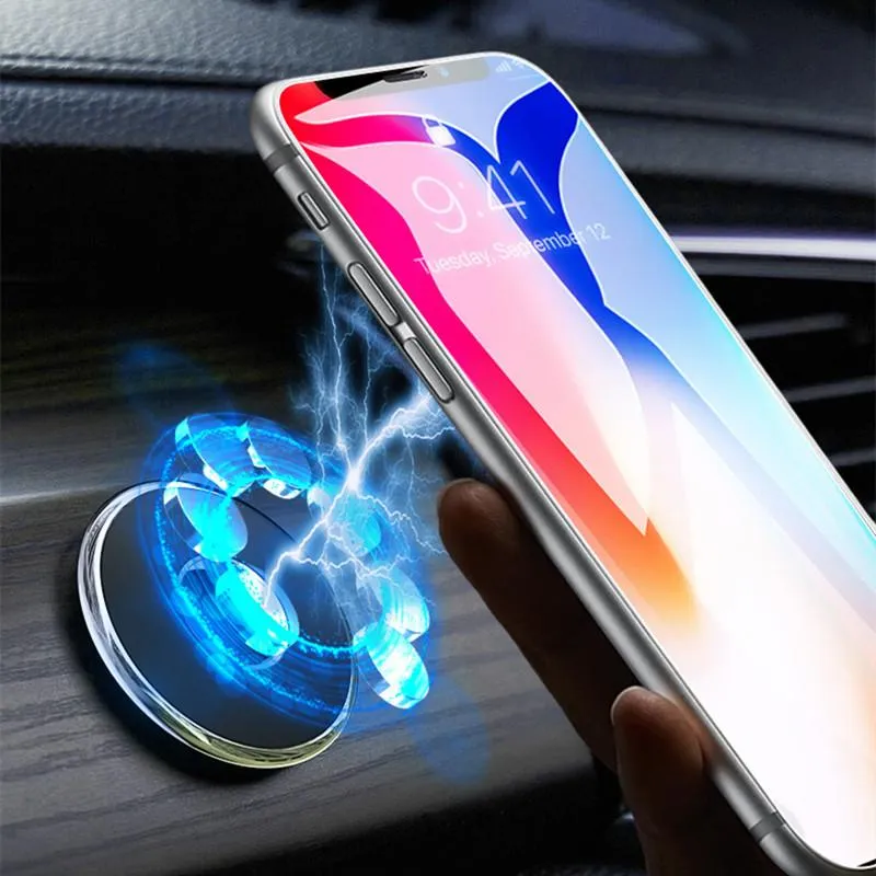 Cell Phone Mounts & Holders Magnetic Car Holder Dashboard Mini Round Shape Stand For Metal Magnet GPS Mount