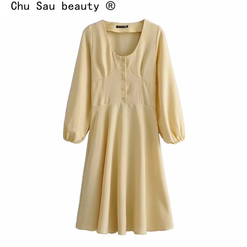 Beauty Fashion Blogger Style Solid Midi Dress Women Casual Chic Single Single Damome Dresses Vestido de Moda 210514