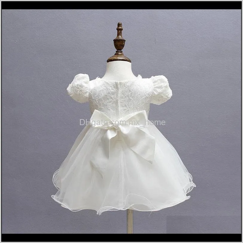 newborn girl christening gown princess dress set 0-18m hollow solid back zipper lace transparent cardigan white beaded hat