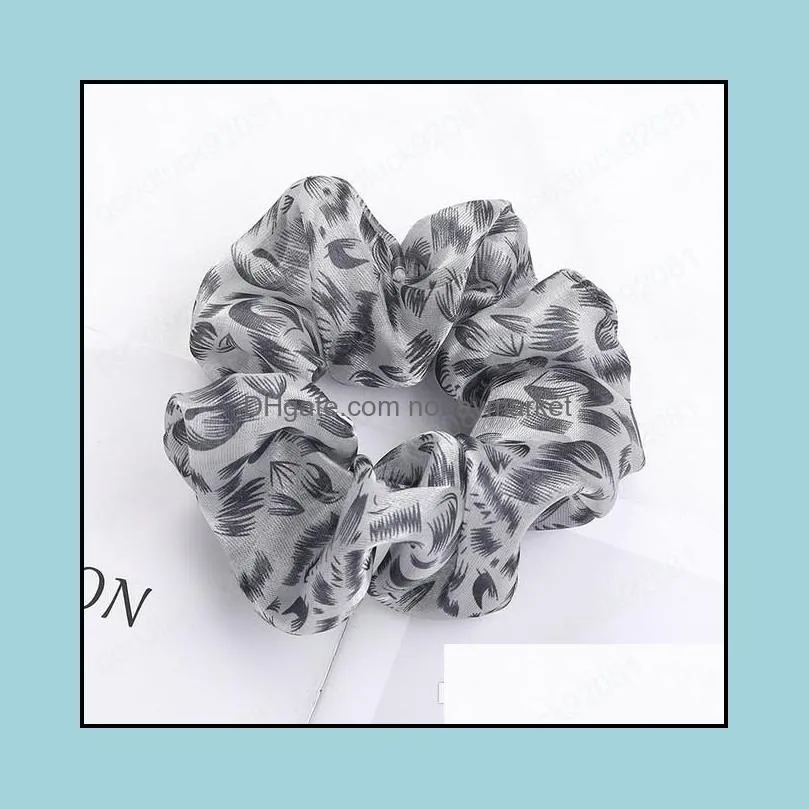 Leopard Organza Hair Scrunchies Women Animal Print Scrunchie Elastic Hair Bands Girls Headwear Rubber Hair Ties Ponytail Holder