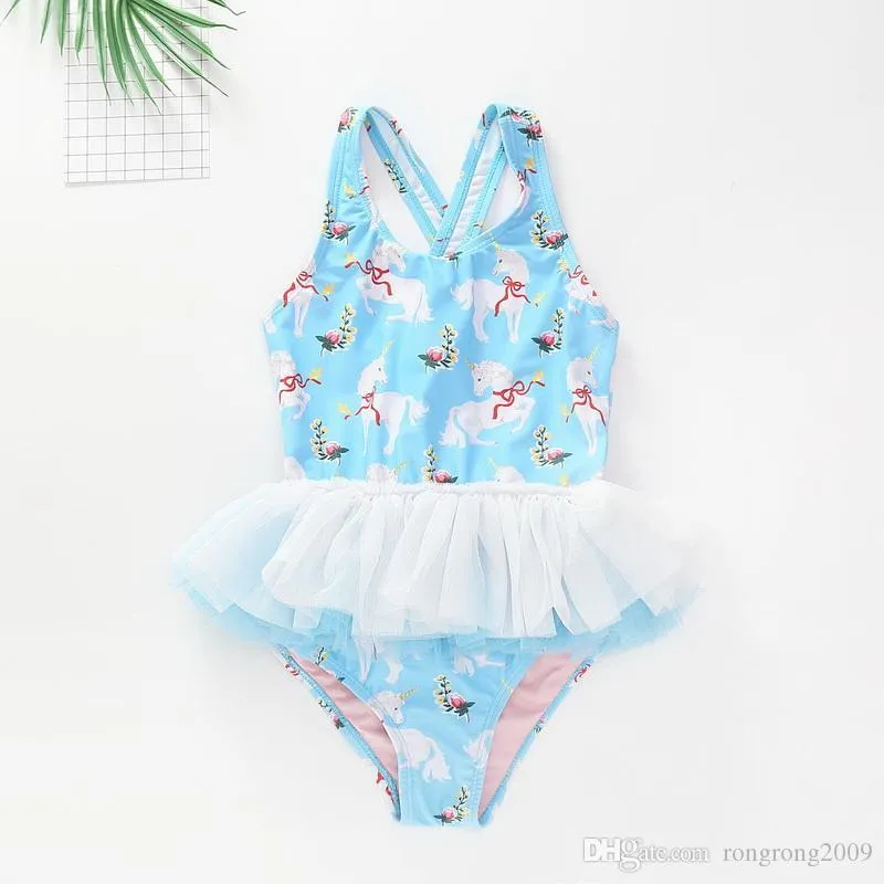 Australia Baby Girls Swimwear Kids Cute Tutu Swimsuits Animal print Hawaii Swimming Wear Children Beach Clothing WN002