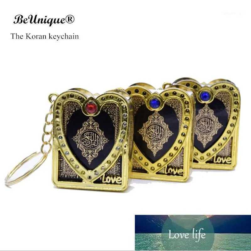 Ny Golden Heart-Shape Mini Arabic Version Quran Book Keychain Hänge Koran Skriften Keyring Muslim Gifts Islam Religious1 Fabrikspris Expert Design