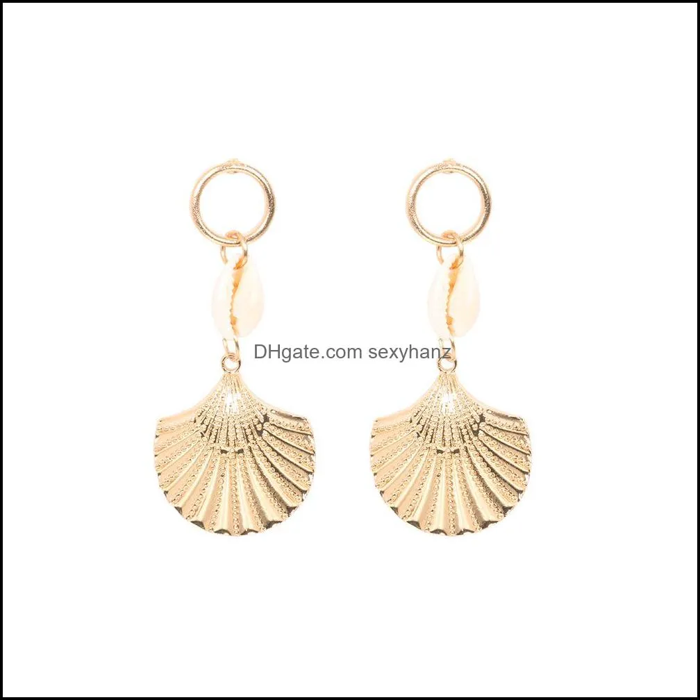 Europe Fashion Jewelry Women`s Shell Earring Scallop Dangle Stud Earrings S639