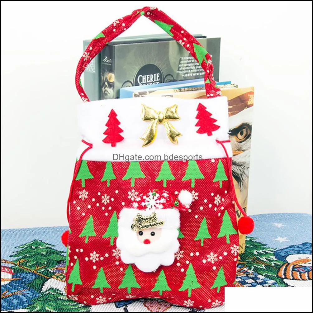 Festive Party Supplies Gift Wrap Christmas Candy Xmas Bag Flannel Snowman Santa Claus Sack Bags For Kidsa54