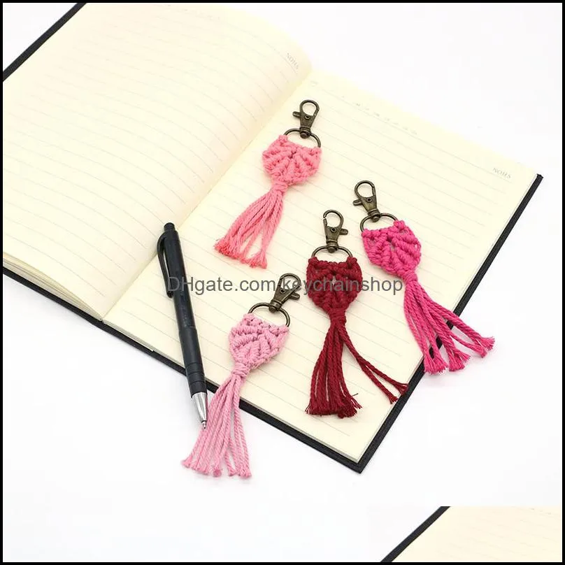 Tassel Macrame Keychains Boho Handmade key Holder Bag Car Hanging Jewelry Gifts Cotton Rope Woven Keychain