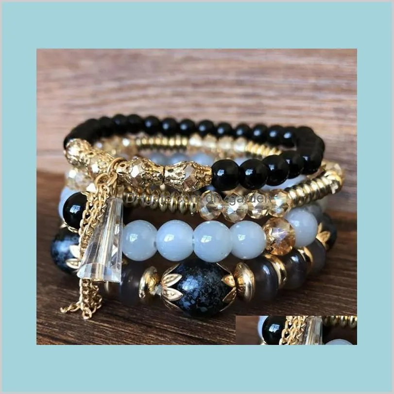 Boho Style Multilayer Crystal Beaded Bracelets for Women (6 Styles)