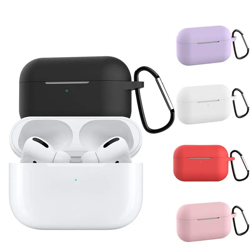 För Apple AirPods Pro Silicone Fodraler Nya Mjuka tunna skyddsluftsflygningar 1 2 3 Höljehölje med krok och OPP-paket