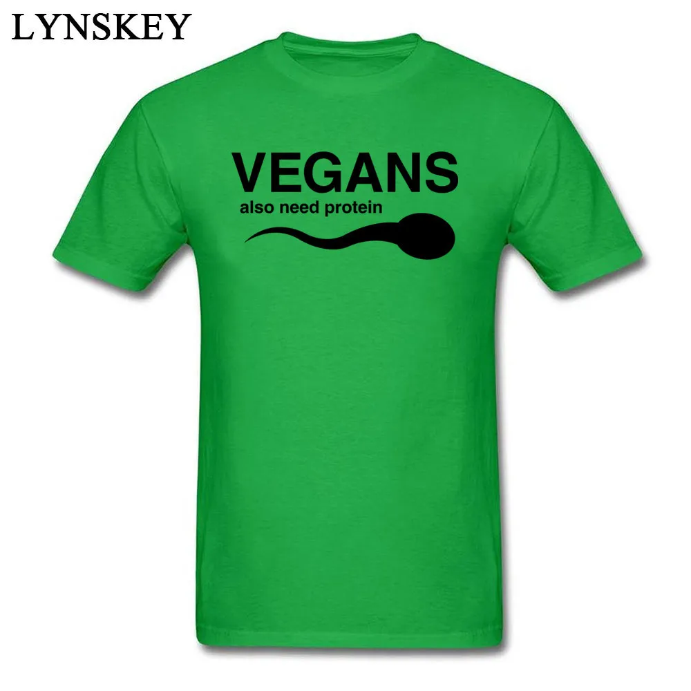 Design T Shirts Company Round Neck Vegans Also Need Protein 100% Cotton Adult Tops Shirt Design Short Sleeve Tee-Shirts Vegans Also Need Protein green