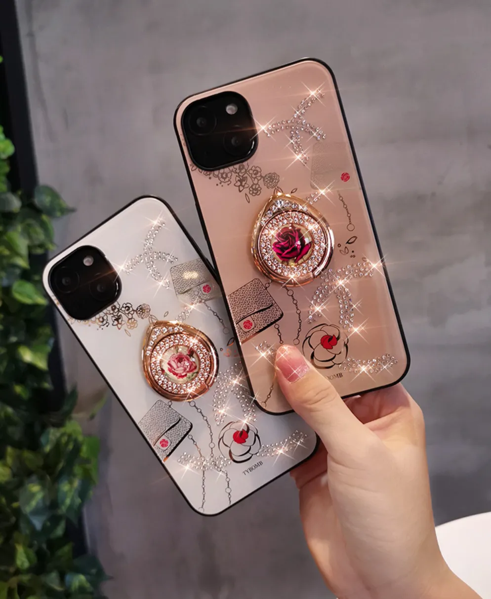creativo in forma di rosa protettore iphone13 pro max anello di supporto adeguato per 13 mini scudo in silicone anti-gota