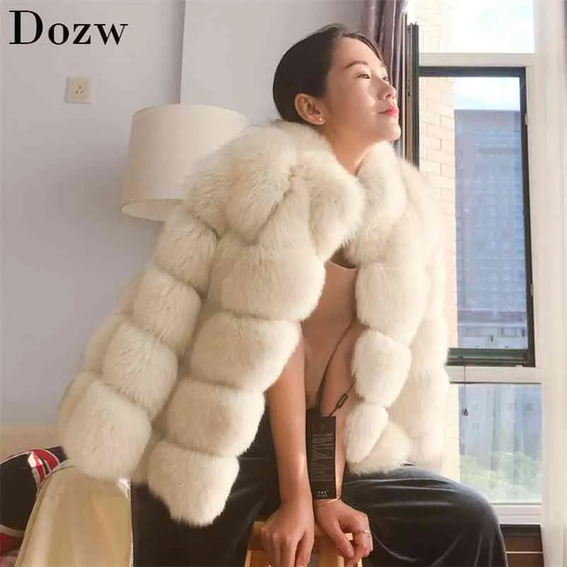 Veste en fausse fourrure femme hiver vêtements d'extérieur chaud solide manteau épais mode dames à manches longues doux ry faux 210515