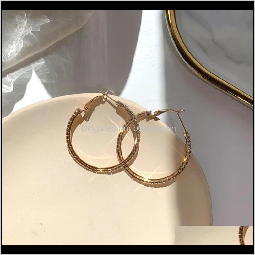 geometric hollow circle golden bling starry clear crystal large & small alloy sleeper hoop earrings for women