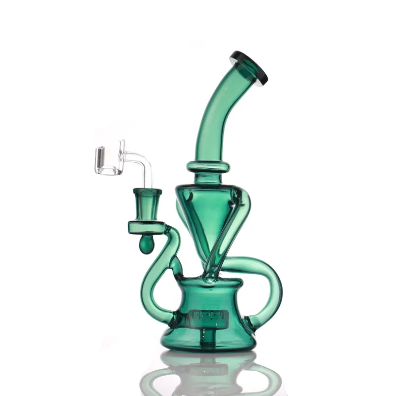 9 Zoll Recycler Glas Bong Tornado Shisa Recyable Dab Rigs Rauchen Wasserrohr Bongs Kopfige Rohre Größe 14mm Gelenk mit Schüssel oder Quarzknaller