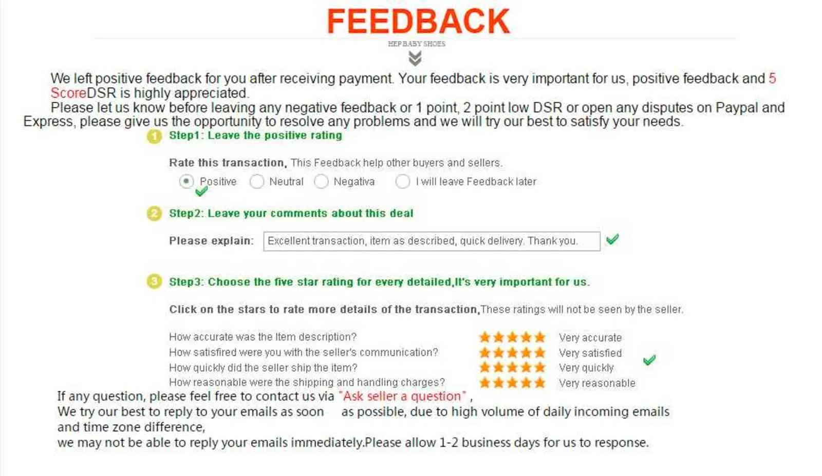 FEEDBACK 5 STAR