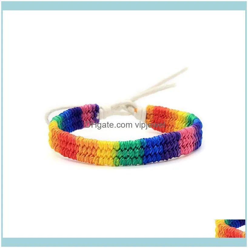 Fashion Rainbow Gay Lesbian LGBT Pride Bracelet Bangle Friendship Bracelets Handmade Braided Wristband Love Jewelry Valentines Gifts