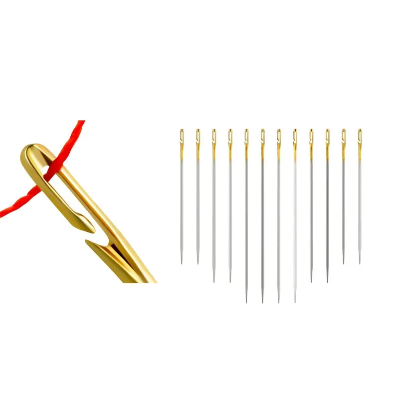 Self Threading Gold Sewing Needles Stainless Steel Quick Automatic  Threading Needle Stitching Pins DIY Punch Needle Threader From Niceair,  $2.65
