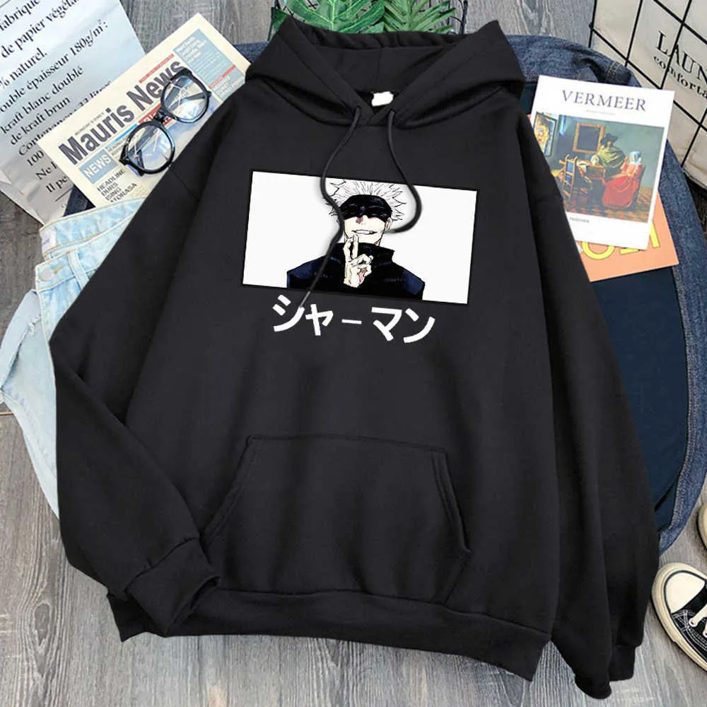 Hoodies gojo satoru jujutsu kaisen anime print mode sweatshirts 2021 ny trendig grafisk hip hop lös streetwear hoody man h0909