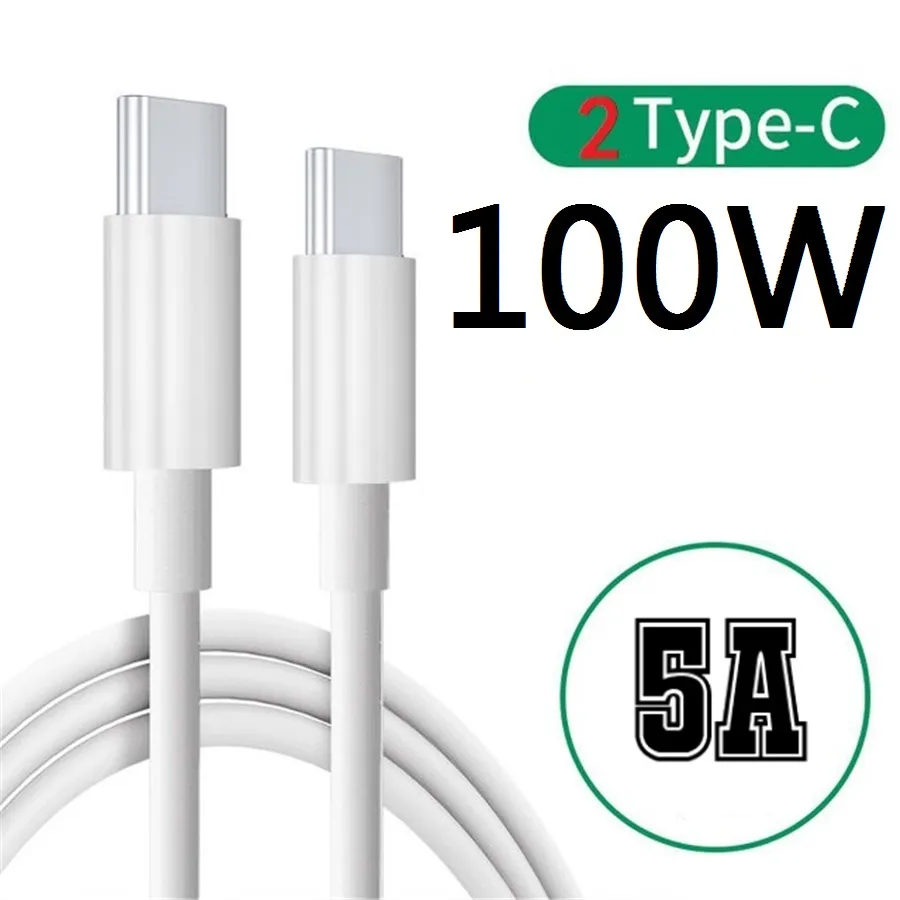 100W 5A 60W 3A snabb snabb laddning Dual USB C Typ C PD -kabel Höghastighetskablar för Samsung Galaxy S22 S23 Huawei LG Android -telefon