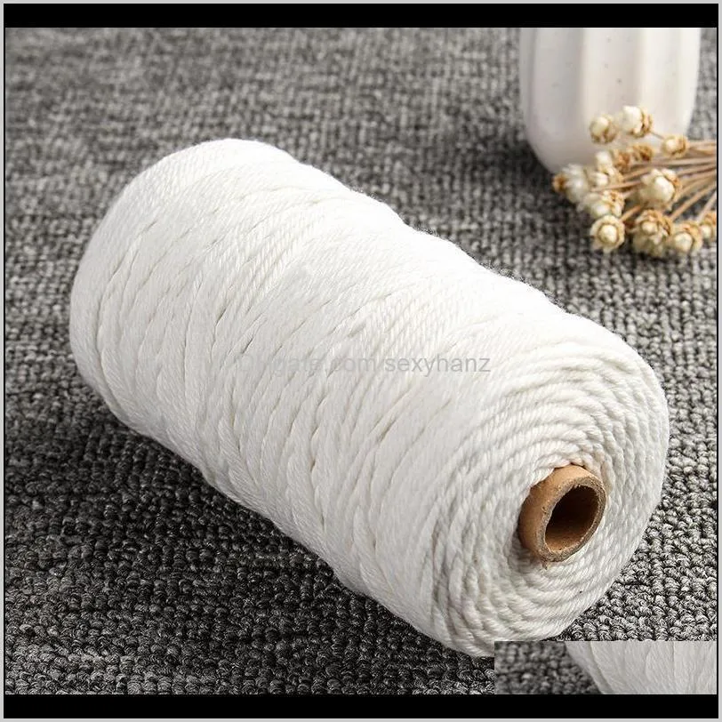 3mm*200m white beige cotton twisted cord wire rope macrame artisan string tool1