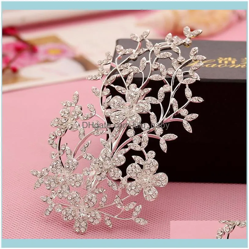 Fashion Elegant Wedding Accessories Jewelry Crystal Rhinestone Bridal Party Comb Hairpin Head Chain Headpiece