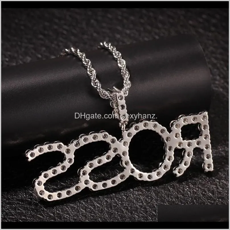 custom name iced out letter necklace mens hip hop gold silver womens letters pendant necklaces jewerly