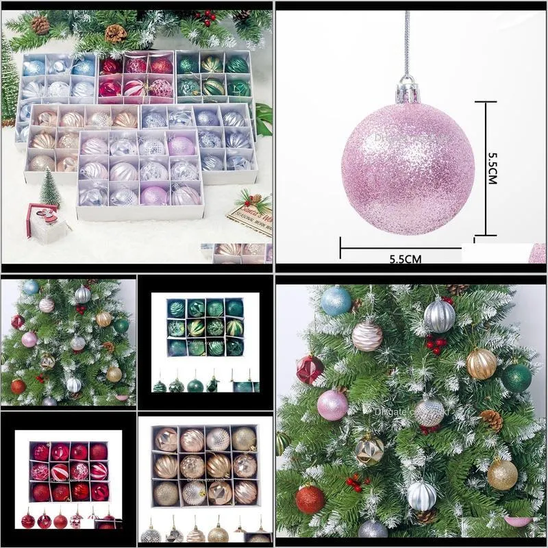 12pcs christmas ornament for xmas home decor light plastic balls decor one barrel ball 2021 hanging pendent new year gift 201128