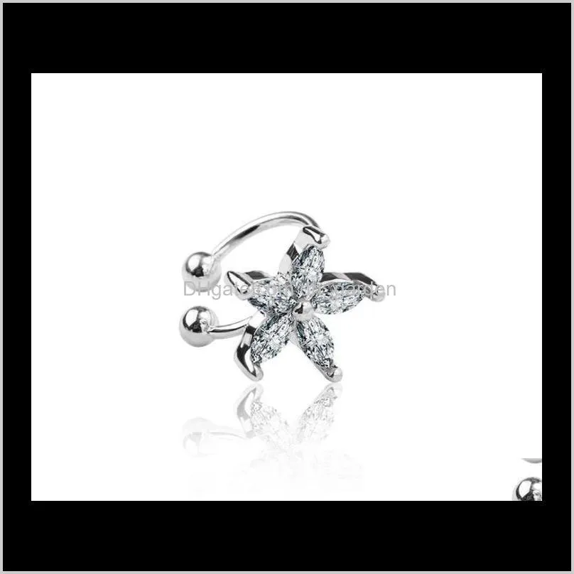 Drop Delivery 2021 Fashion Flower Charm Ear Cuff Crystal Crown Clip su orecchini per gioielli da donna regalo Ju1D7