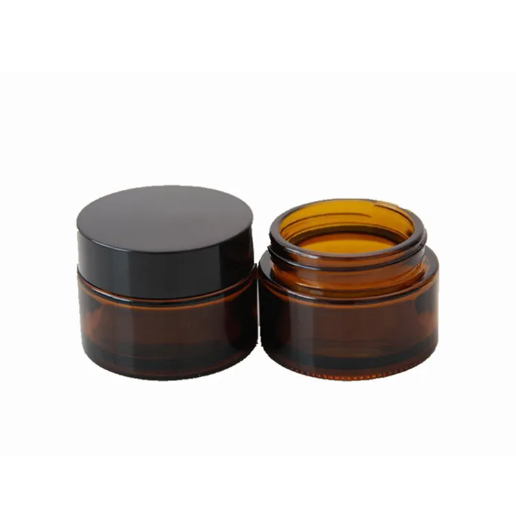 Brown Amber Glass Cream Bottle Jar Black Lid 5G 10G 15G 30G 50G 100G Cosmetic Jars Packing Bottles DH4774