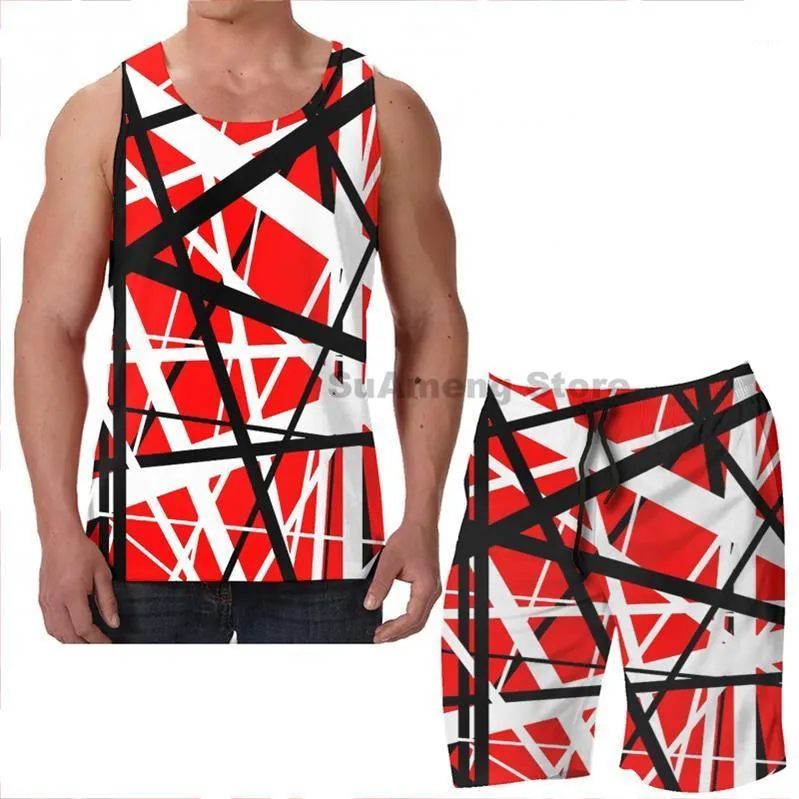 Hommes survêtements été drôle impression hommes débardeurs femmes EVH Frankenstrat plage Shorts ensembles Fitness gilet