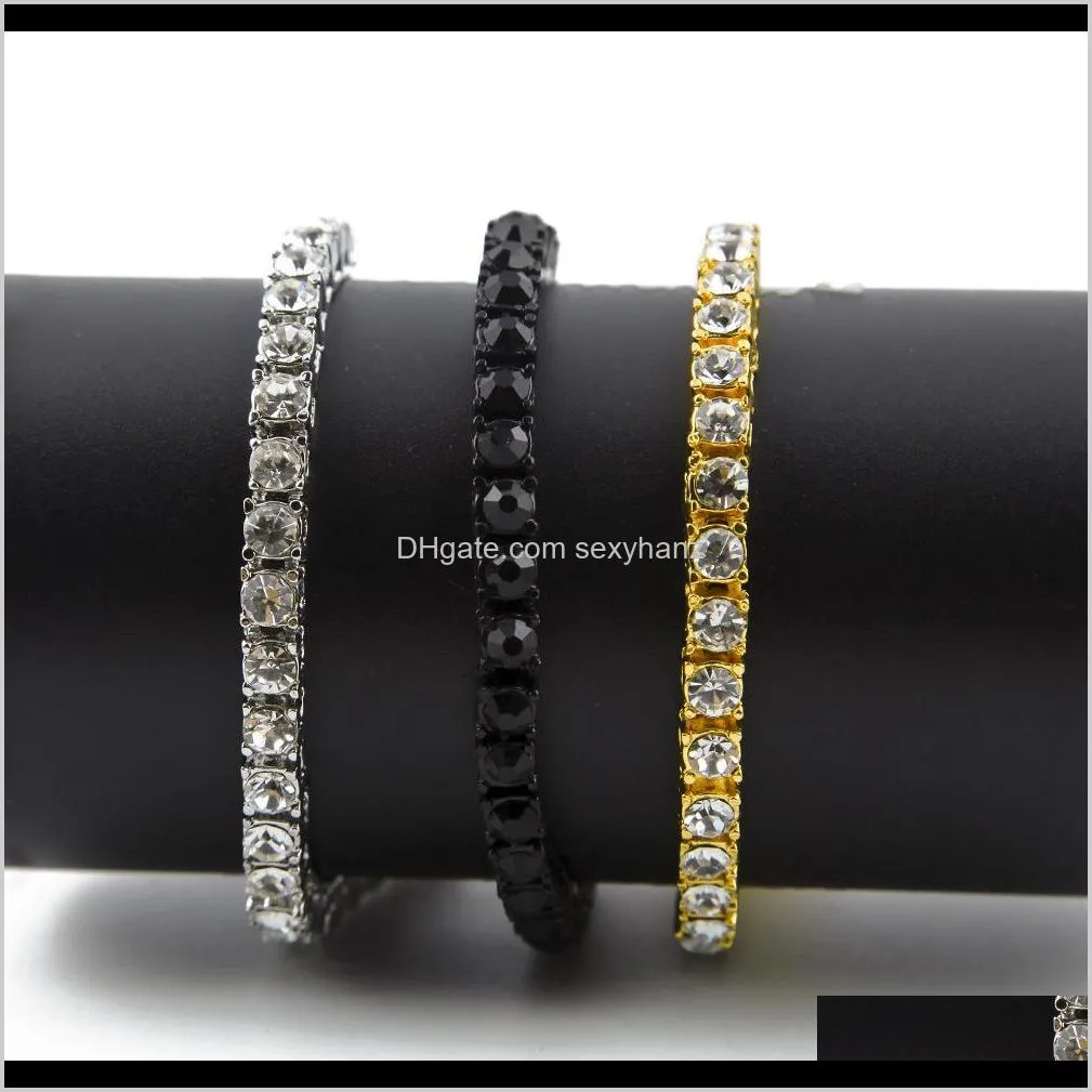 Tennis Hip Hop Gold Plated Bling 1 Row Iced Out Cz Bracelet Top Fashion Mens Jewelry Y101 Johhh Aikco