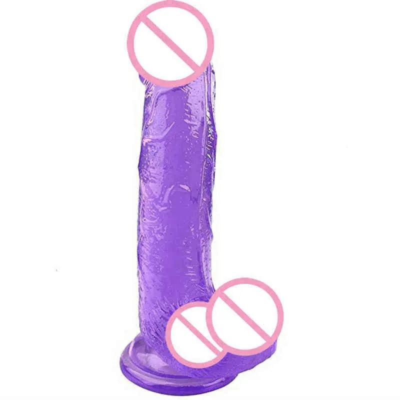 Nxy Sex Products Dildos Translucent Soft Jelly Big Dildo Realistic Nep Lul Penis Butt Plug Toys for Women Men Vagina Anal Massage Consolador 1227