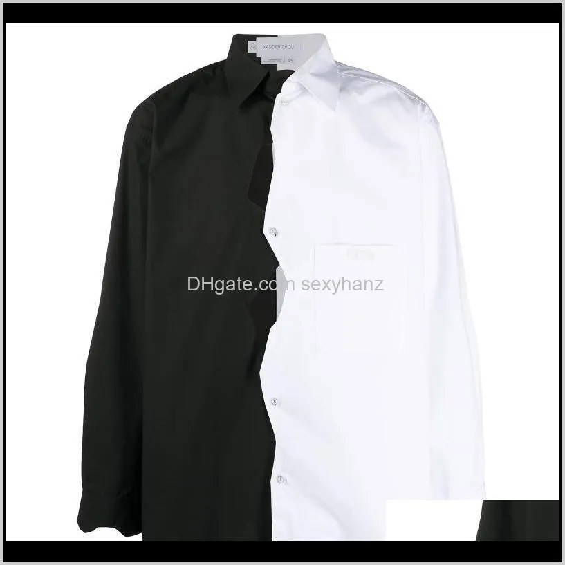 xs-6xl 2021 men`s clothing hair stylist show design hollow out black and white stitched shirt plus size costumes casual shirts