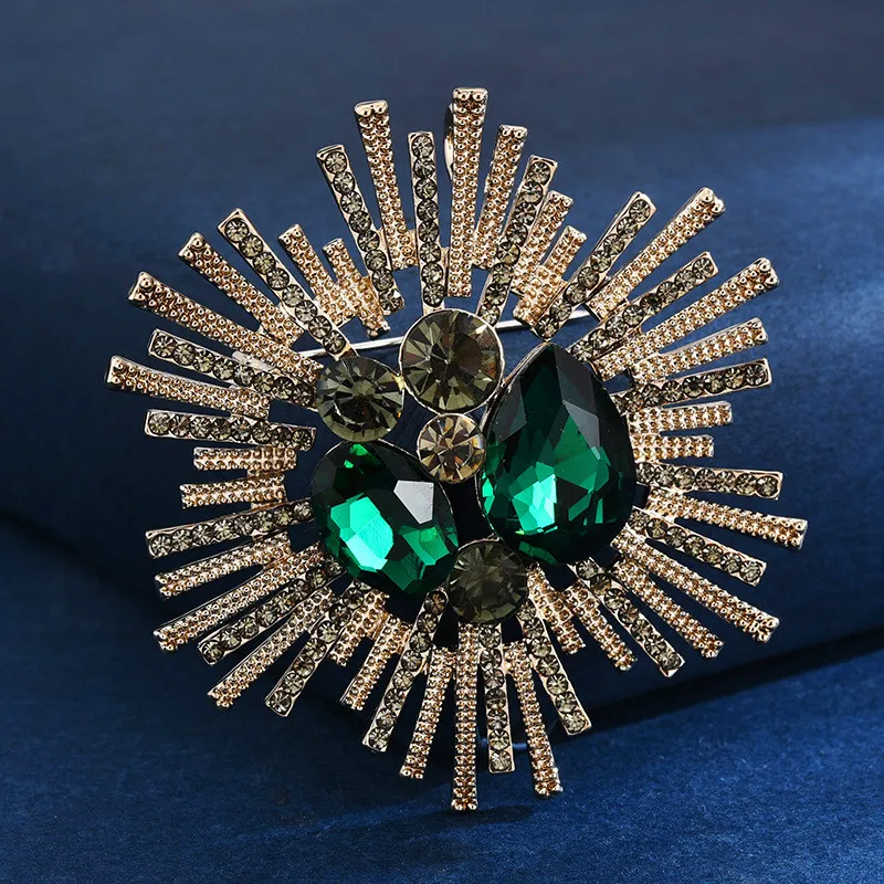 Luxury Large Size Colorful Crystal Brooch Pearl Brooches Pin Women Clothing