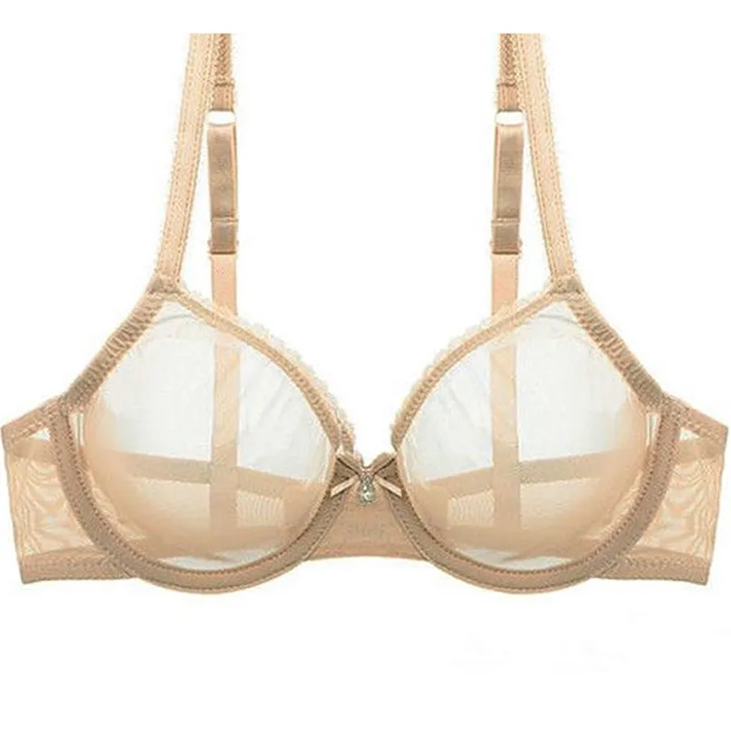 Women Hollow bra see through sexy gauze mesh transparent ultra thin Bras B C D E F 75 80 85 90 95 100 US EU UK Drop 211110