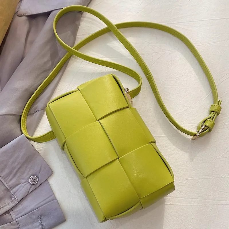 Lüks Moda Messenger Çanta Dokuma Cep Telefonu Crossbody Yüksek Kaliteli Kadın Çanta Yaz Mini PU Deri