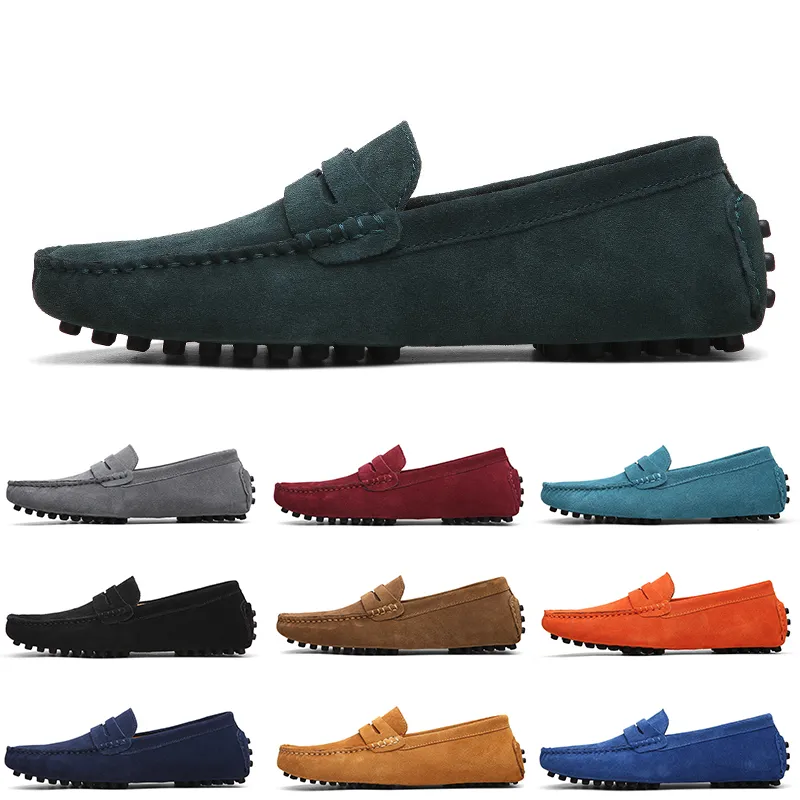 GAI Fashion Non-brand Männer Casual Wildleder Schuhe Schwarz Hellblau Weinrot Grau Orange Grün Braun Herren Slip auf Lazy Leder Schuh