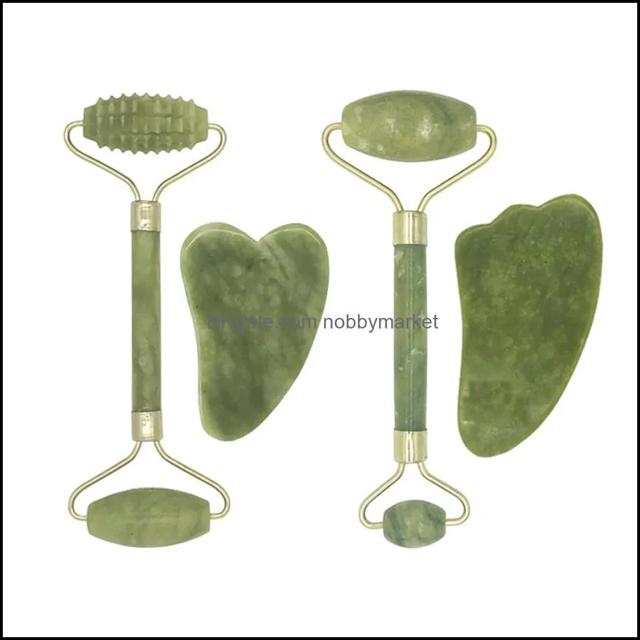 Roller Natural Jade Face Massager Gua Sha Scraper Set Gouache Guasha Tool Designer Body Wholesale 860O