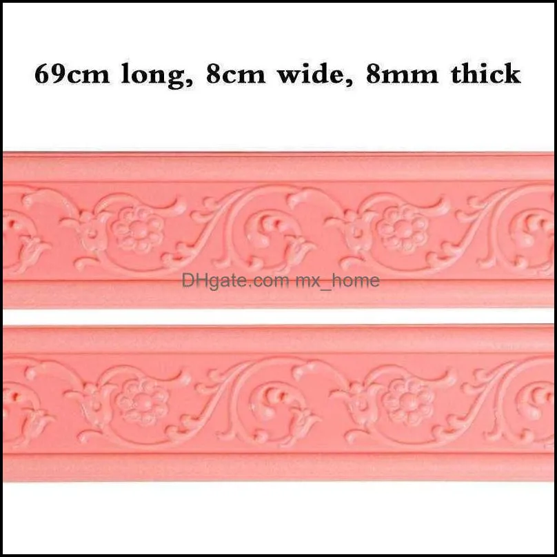 Adhesive Self 3D Foam Stickers Waterproof Baseboard Wallpaper Border Wall Sticker Living Room Bedroom House Decorations 2WPC