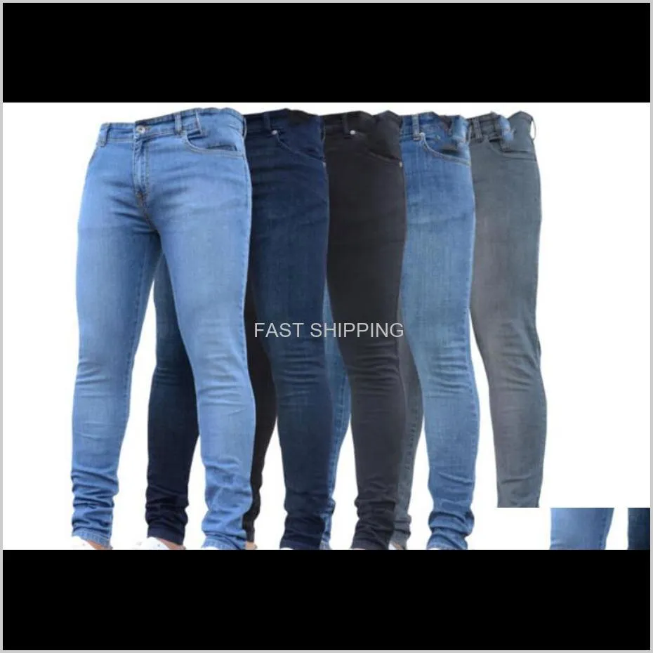 mens jeans fashion slim solid color washed jeans mens streetwear zipper long pencil pants male long trousers jeans