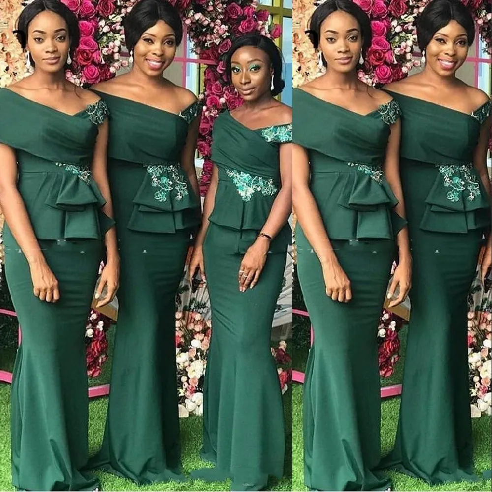Stunning 2022 Wedding dress belts in Dark Green with Off-Shoulder Sleeves, Mermaid Silhouette, and Sweep Train - Perfect for Wedding Guests, Plus Size