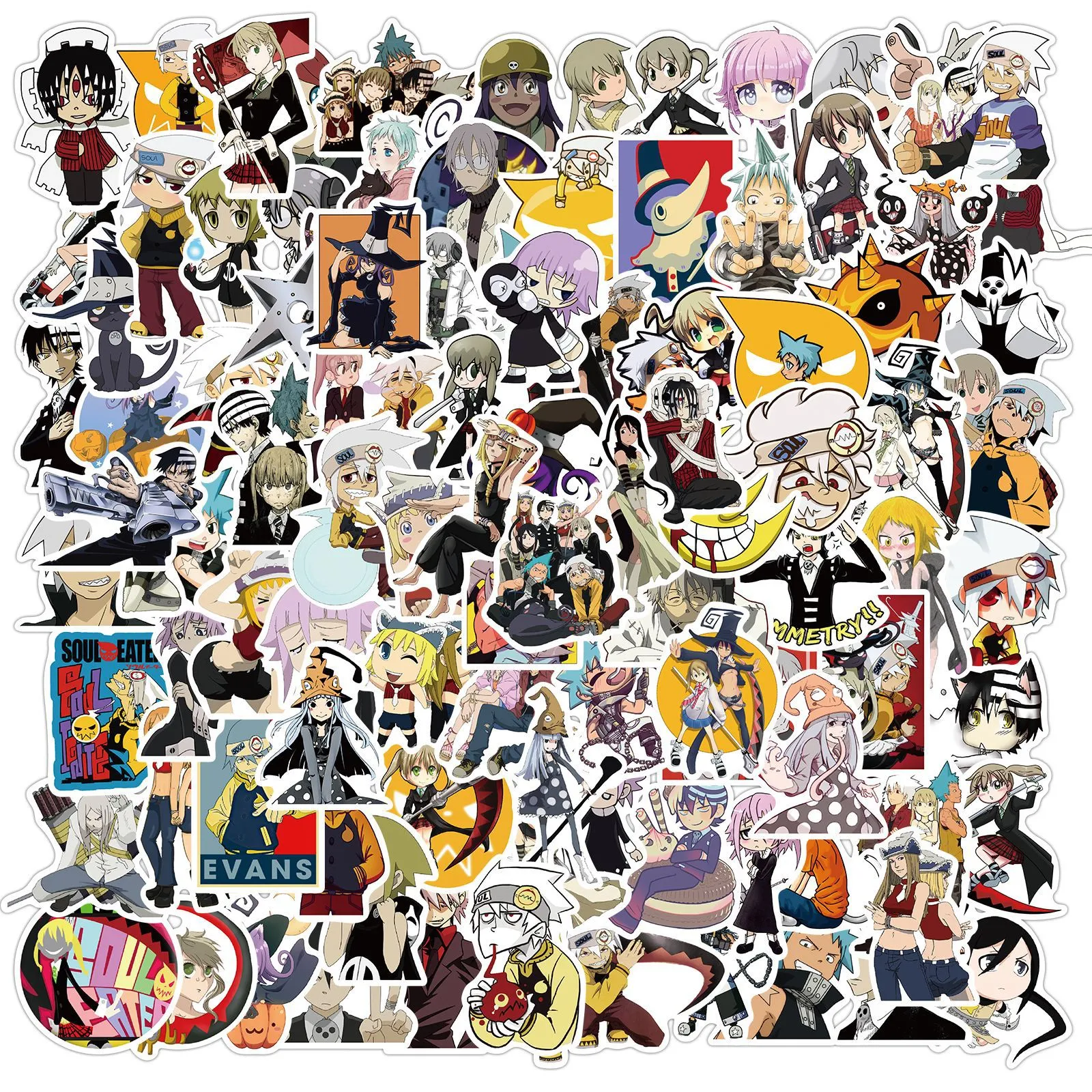 100 PCS Mixed Skateboard Stickers Not Repeating Soul Anime Graffiti For Car Laptop Pad Bicycle Motorcycle PS4 Phone Luggage Decal Pvc guitar Fridge