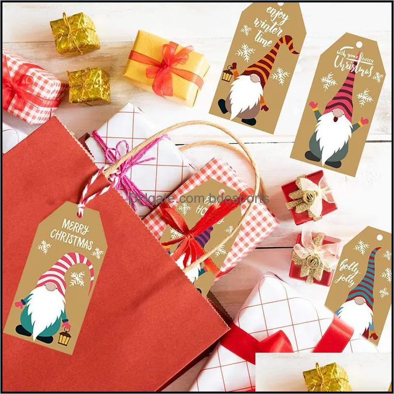 Christmas Decorations Kraft Paper Tags Style Printed Labels Decorative Santa Claus Retro Cartoon