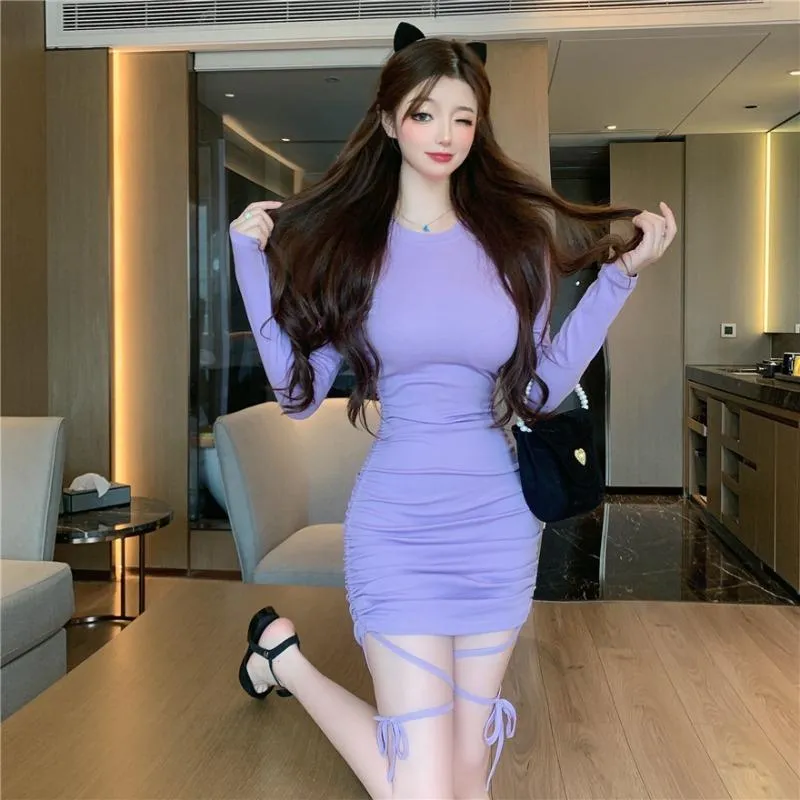 Casual Dresses Women Fashion Korean Style Long Sleeved Tights