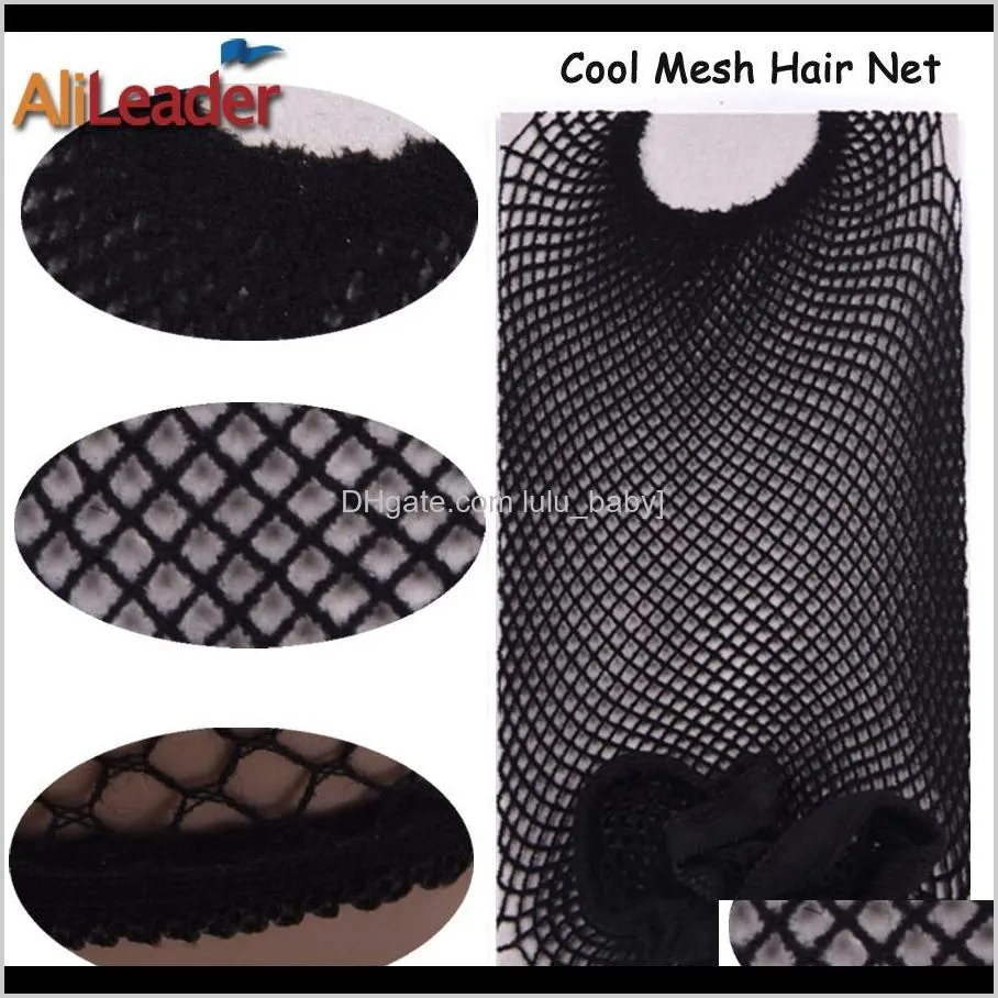 hot black mesh hair cap for wigs wig caps for weaving wholesale nets for wigs women snood breathable nylon hairnets