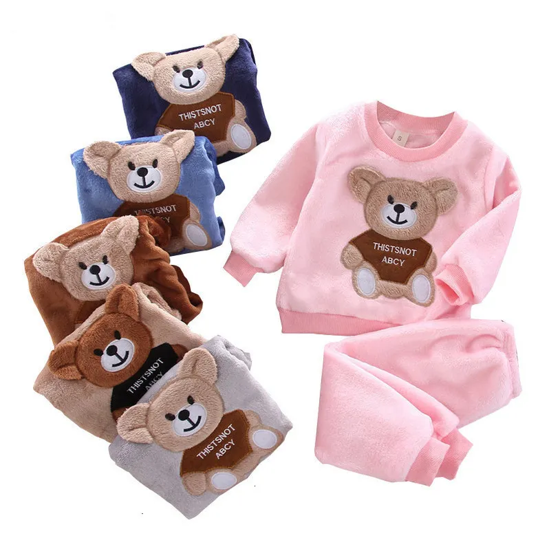 Baby clothes autumn and winter warm children's pajamas home service suits for boys and girls cartoon coral fleece pajamas 2pcs_xm_yjd